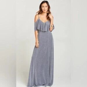 Show Me Your Mumu Dress Womens Small Renee Maxi Ruffle Dancing Queen Shine Smoke